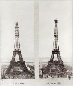 To visninger av byggingen av Eiffeltårnet, Paris, 12. februar og 12. mars 1889